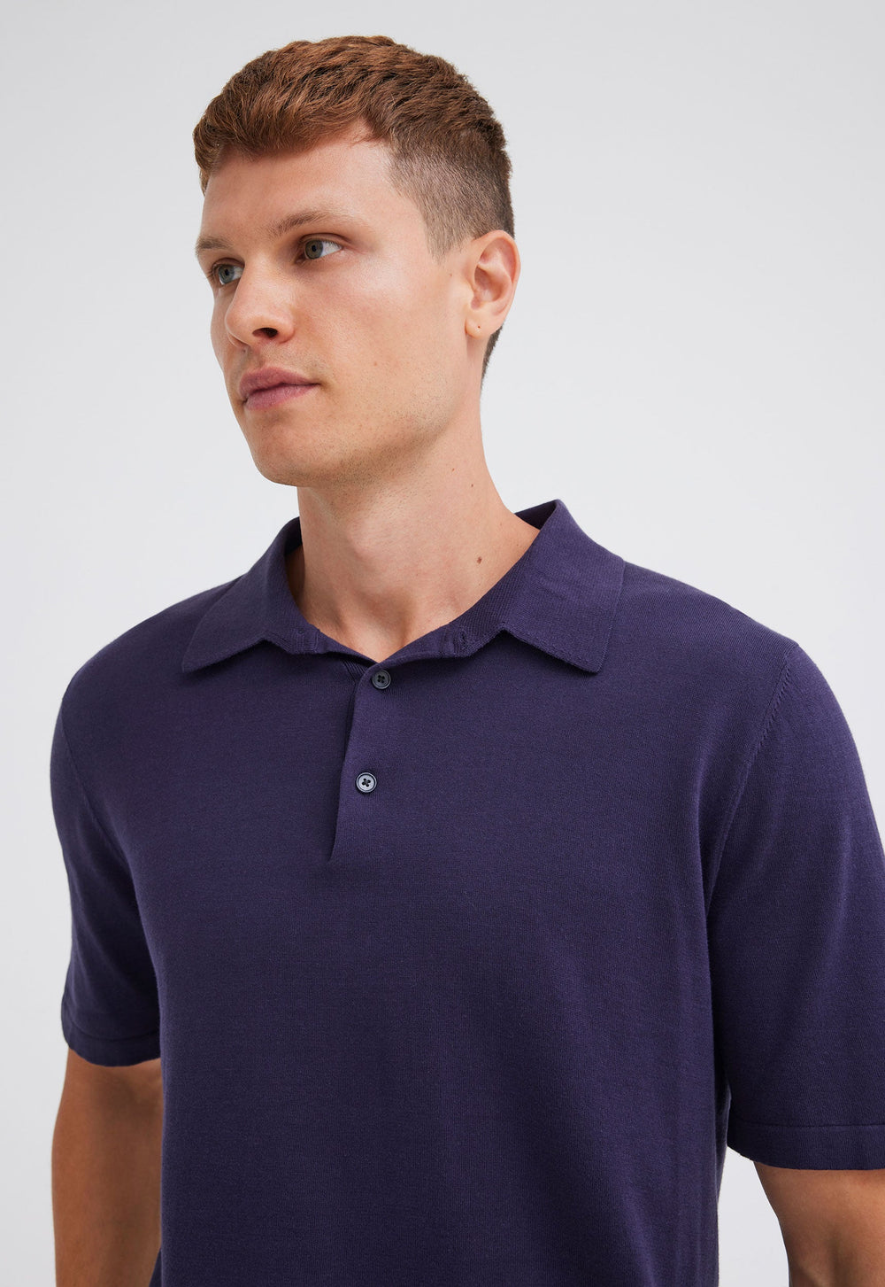 Jac+Jack Pointier Knitted Cotton Polo - Denim Blue